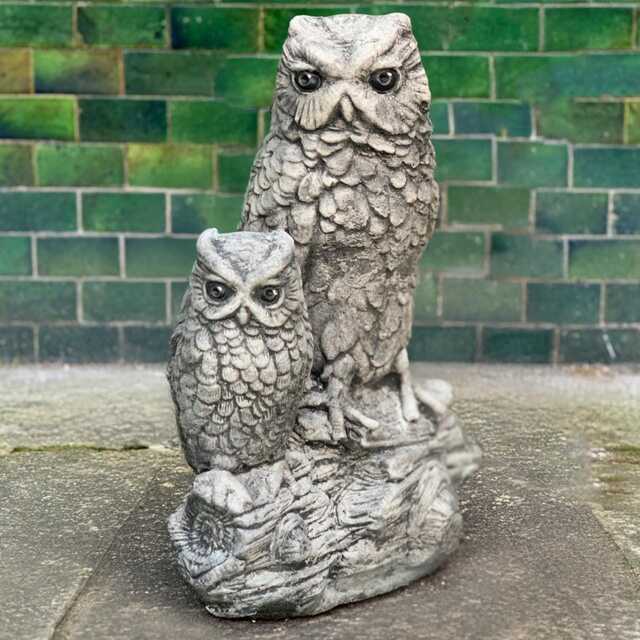 Concrete Owl Pair Statue Handcrafted Stone Sculpture Outdoor Garden Bird Decoration Cement Lawn Ornament Owls Lover Gift - image 1