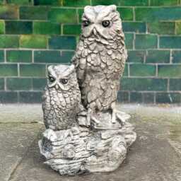 Concrete Owl Pair Statue Handcrafted Stone Sculpture Outdoor Garden Bird Decoration Cement Lawn Ornament Owls Lover Gift - thumbnail 3