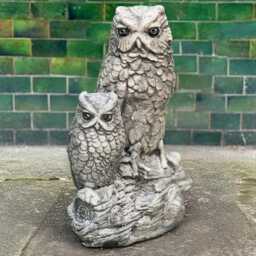 Concrete Owl Pair Statue Handcrafted Stone Sculpture Outdoor Garden Bird Decoration Cement Lawn Ornament Owls Lover Gift - thumbnail 1