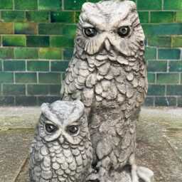 Concrete Owl Pair Statue Handcrafted Stone Sculpture Outdoor Garden Bird Decoration Cement Lawn Ornament Owls Lover Gift - thumbnail 2