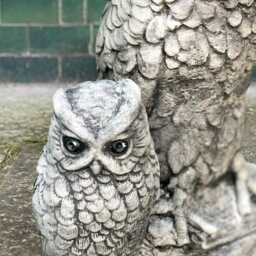 Concrete Owl Pair Statue Handcrafted Stone Sculpture Outdoor Garden Bird Decoration Cement Lawn Ornament Owls Lover Gift - thumbnail 4