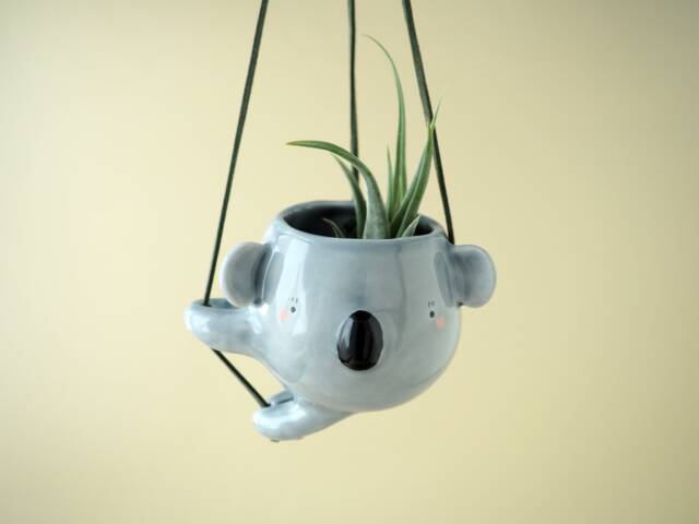Ceramic Koala Hanging Planter Pot For Small Plants. Unique Vase Handmade in Italy - image 1