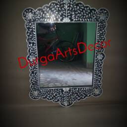 Black Mother Of Pearl Inlay Designer Mirror Frame With Complimentary - thumbnail 3