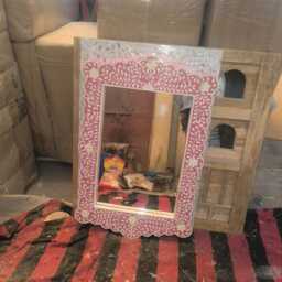 Black Mother Of Pearl Inlay Designer Mirror Frame With Complimentary - thumbnail 4