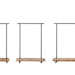 Small Clothes Rack Made Of Reclaimed Wood With Practical Wheels - thumbnail 4