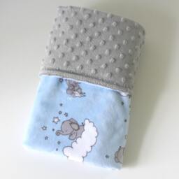 Baby Blanket Blue Dream Big Elephants, Blanket, Minky Stroller Carseat - thumbnail 3
