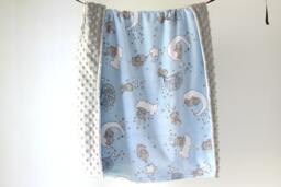 Baby Blanket Blue Dream Big Elephants, Blanket, Minky Stroller Carseat - thumbnail 1