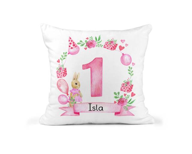 Personalised Girls 1st Birthday Cushion, First Gift Girl, Baby Girl Present, Daughter, Niece, Keepsake, Granddaughter, Goddaughter