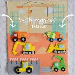 Toddler Quiet Toy Construction Vehicle Felt Busy Board - thumbnail 1