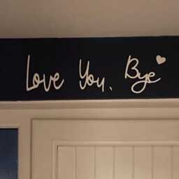 Bye Love You Christmas Gift Script Sign Hallway Home Door Wall Decor Sticker White - thumbnail 3