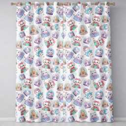 Cute Christmas Kittens Puppies Snow Globes White Background Seamless Pattern Readymade Eyelet Ring Top Thermal 100% Blackout Curtains - thumbnail 2