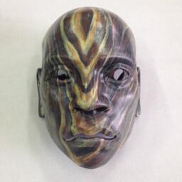 Hand-Painted Fiberglass Masquerade Mask Exotic Hunter, Carnival Accessory - thumbnail 2