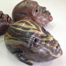 Hand-Painted Fiberglass Masquerade Mask Exotic Hunter, Carnival Accessory - thumbnail 3