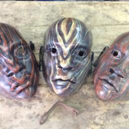 Hand-Painted Fiberglass Masquerade Mask Exotic Hunter, Carnival Accessory - thumbnail 4