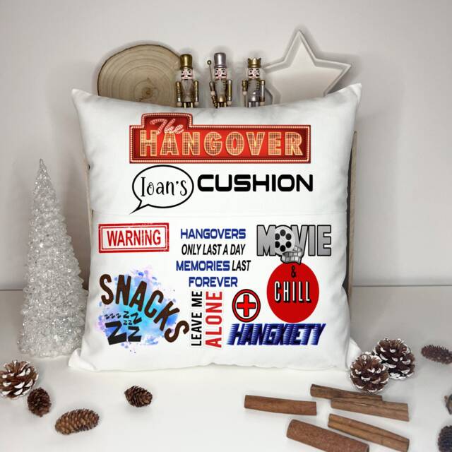 Hangover Cushion Gift, Personalised Pocket Cushion, Funny Gift Idea, 18Th Birthday For Her, Him, Coming Of Age - image 1
