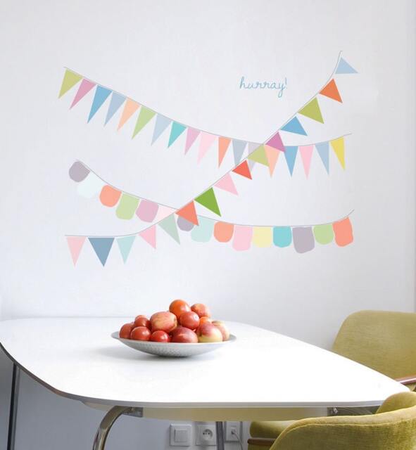 Hurray For Bunting Wall Sticker Decal - Pattern, Art, Girls Room, Boys Nursery Decal, Decals, Kids Room Patterns - image 1