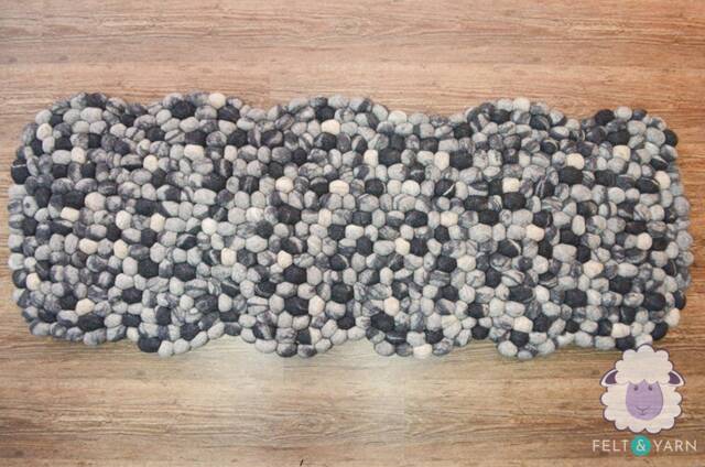 Wool Felt Pebble Rug in Zigzag Shape - Handmade Natural Stone Rugs For Bathroom, Bedroom, & Living Room Footrest - image 1