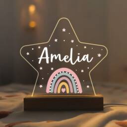 Personalised Led Rainbow Star Lamp, Kids Night Light Gift, Baby Light, Birthday Gifts For Kids, Bedroom Nursery Table - thumbnail 3