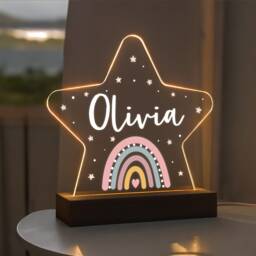 Personalised Led Rainbow Star Lamp, Kids Night Light Gift, Baby Light, Birthday Gifts For Kids, Bedroom Nursery Table - thumbnail 2