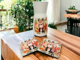 Autumn Fox Flower Vase, Coasters, Themed Gifts, Home Decor - thumbnail 1