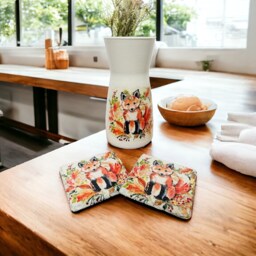 Autumn Fox Flower Vase, Coasters, Themed Gifts, Home Decor - thumbnail 2