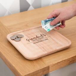 Coin Tray - Pennies & Pounds Personalised Wooden Gift For Him Birthday Dads Grandads Lc492 - thumbnail 2