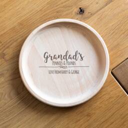 Coin Tray - Pennies & Pounds Personalised Wooden Gift For Him Birthday Dads Grandads Lc492 - thumbnail 1
