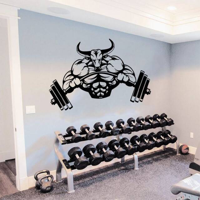 Gym Wall Decal Motivational Workout Bull Vinyl Decor T764 - image 1