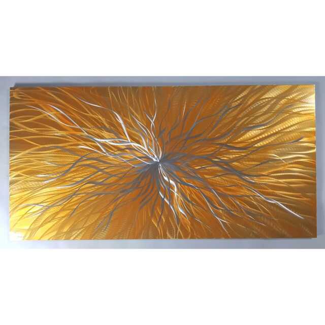 Nova. Modern Abstract Metal Wall Art, Orange & Silver. Indoor/Outdoor Decor - image 1