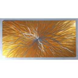 Nova. Modern Abstract Metal Wall Art, Orange & Silver. Indoor/Outdoor Decor - thumbnail 1