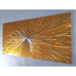 Nova. Modern Abstract Metal Wall Art, Orange & Silver. Indoor/Outdoor Decor - thumbnail 2