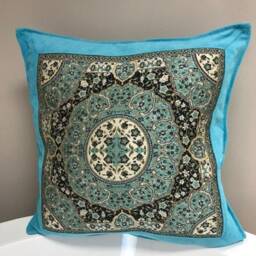 Authentic Turkic Ceramic Motif Pillowcase-Blue - thumbnail 3