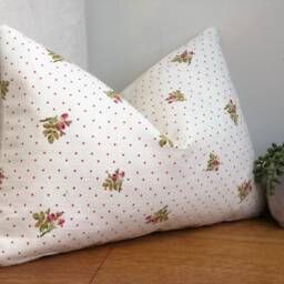 Hand Made White Country Rose Cushion Cover - Rectangle Cushions Lumbar Pillow Modern Farmhouse Decor - thumbnail 2