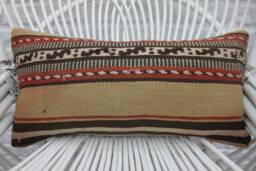 Kilim Pillow Cover, Personalized Gift, Turkish Pillow, 10x20 Brown Covers, Striped Cushion Case, Nurse Gift 464 - thumbnail 1
