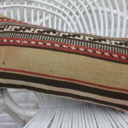 Kilim Pillow Cover, Personalized Gift, Turkish Pillow, 10x20 Brown Covers, Striped Cushion Case, Nurse Gift 464 - thumbnail 4