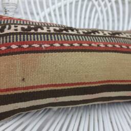 Kilim Pillow Cover, Personalized Gift, Turkish Pillow, 10x20 Brown Covers, Striped Cushion Case, Nurse Gift 464 - thumbnail 3
