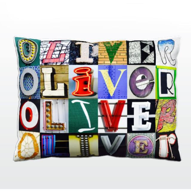 Personalized Pillow Featuring Oliver in Photos Of Sign Letters Custom Couch Cushions Colorful Pillows Photo Pillow Sofa Pillows