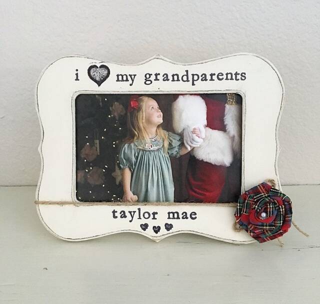 Personalized Grandparents Picture Frame Hand Stamped 4x6 Photo - image 1