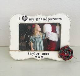 Personalized Grandparents Picture Frame Hand Stamped 4x6 Photo - thumbnail 1