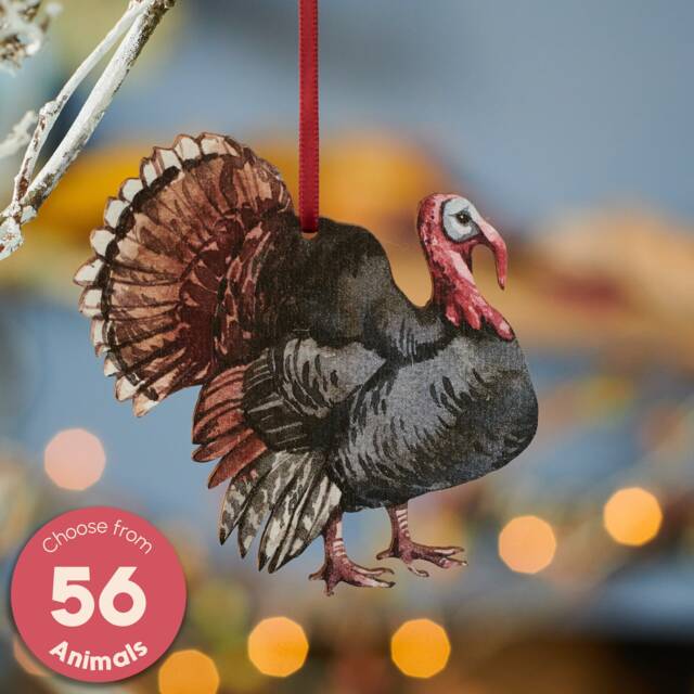 Watercolour Style Wooden Festive Turkey Hanging Decoration - Handcrafted Christmas For Stylish Home D??cor - image 1
