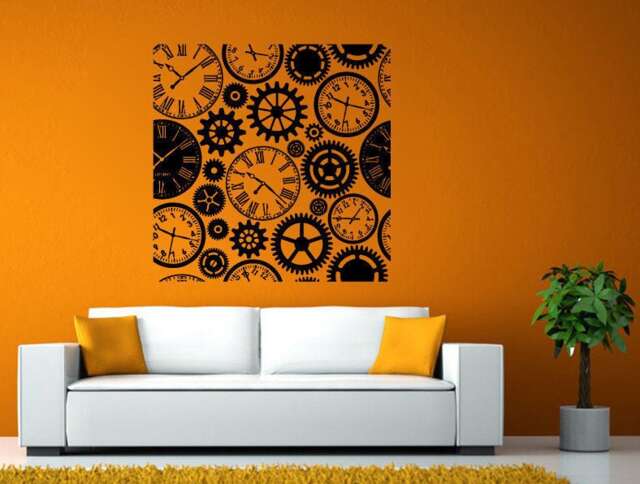Clock Mechanical Gears Watch Mechanics Wall Or Window Sticker Decal Vinyl Fathead Mural Decor L2003 - image 1