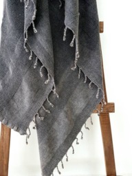 Grey Blanket Throw - Ultrasoft Couch Stone Bohemian Coverlet Waffle Gift For Him Natural Bedcover Tassel