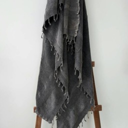 Grey Blanket Throw - Ultrasoft Couch Stone Bohemian Coverlet Waffle Gift For Him Natural Bedcover Tassel - thumbnail 2