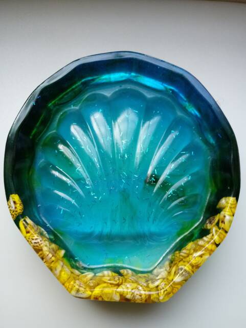 Epoxy Resin Seashell Soap Dish With Real Seashells - Clamshell Bathroom Decor - image 1