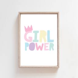 Girls Power Print, Bedroom Decor, Posters, Motivational Wall Art, Pastel Colours Pink, Girl Nursery Prints - thumbnail 1
