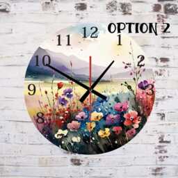 Wildflower Glass Or Mdf Wall Clock - Quiet, 20cm 30cm, Floral Home Decor - thumbnail 3