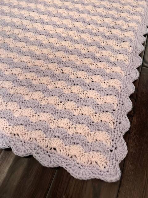 Lilac Baby Blanket - Pink Purple Crochet Girl Shell Shower Gift - image 1
