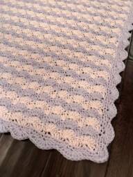 Lilac Baby Blanket - Pink Purple Crochet Girl Shell Shower Gift - thumbnail 1