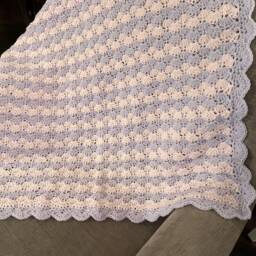 Lilac Baby Blanket - Pink Purple Crochet Girl Shell Shower Gift - thumbnail 3