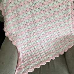 Lilac Baby Blanket - Pink Purple Crochet Girl Shell Shower Gift - thumbnail 4